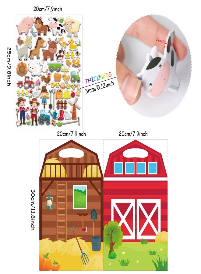 Tevxj 3D Farm Animals Puffy Sticker Book for Kids Window Thick Gel Clings Decals Stickers 100 Pcs Removable and Reusable Toys Gifts for Toddlers Home Car Classroom Nursery Farm Party Supplies Decorations - Image 2
