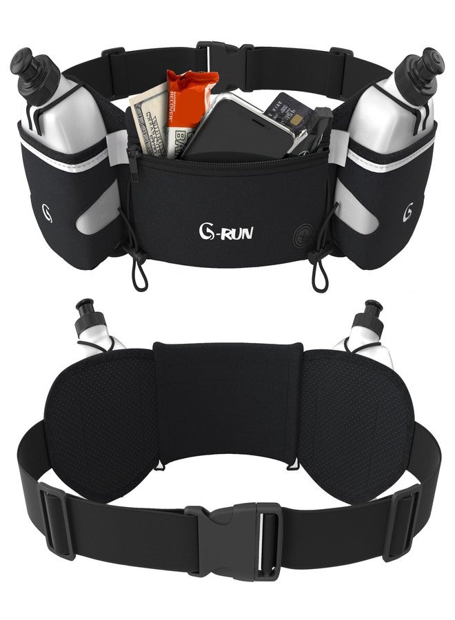 Q-RUN Hydration Running Belt with Bottles - Water Belts for Woman and Men - iPhone Belt for Any Phone Size - Fuel Marathon Waist Pouch for Runners - Jogging Cycling Biking, Black - Image 1