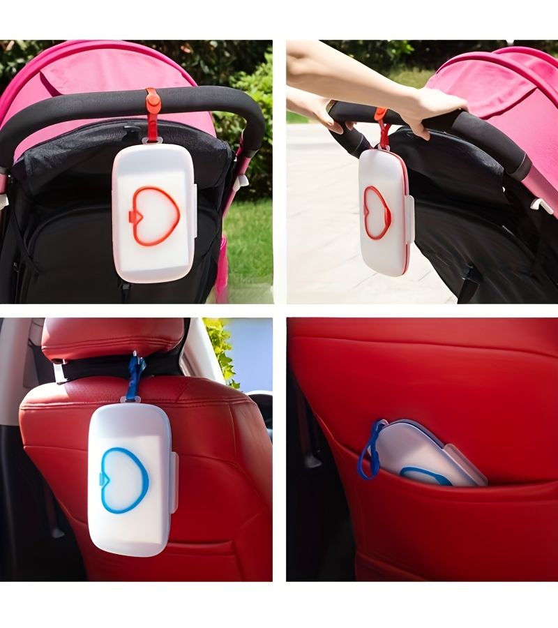 Portable Red Heart Shaped Wet Wipe And Diaper Storage Box With Snap Closure For Children Travel Tissue Holder - Image 2