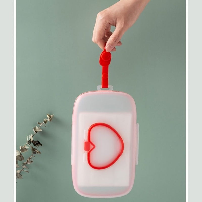 Portable Red Heart Shaped Wet Wipe And Diaper Storage Box With Snap Closure For Children Travel Tissue Holder - Image 4