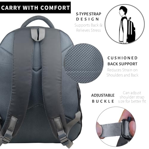 TRAVALATE 40L Four Compartment Backpack for School, Collage, Office, and Travel | Casual Laptop Backpack with Adjustable Padded Shoulder Strap, Mesh Back and Laptop Compartment| Grey - Image 4