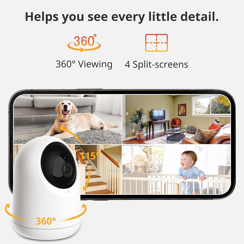 SwitchBot Security Indoor Camera 2K  PanTilt Cam 3MP for Baby Pet Monitor 24G WiFi Plugin Night Vision 2 Way Audio 360 Motion Tracking Privacy Mode Works with Alexa Cloud  SD Storage 256G - Image 3