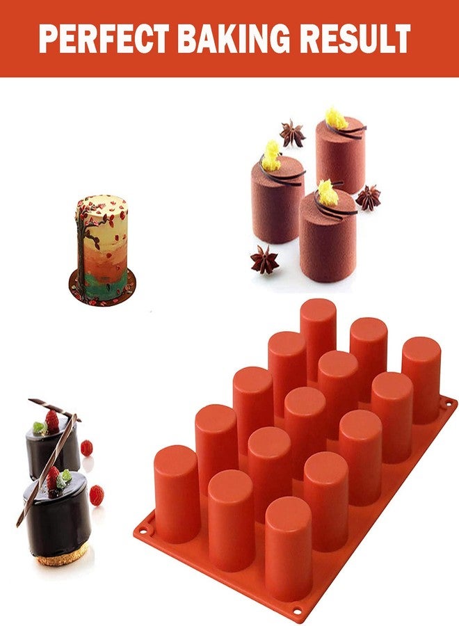 TOPYS 15 Cavities Cylindrical Fondant Silicone Mold DIY Cylinder Pastry Cupcake Jelly Mousse Pan Pudding Muffin Chocolate Making Supplies Cookie Shot Moluds For Baking - Image 3