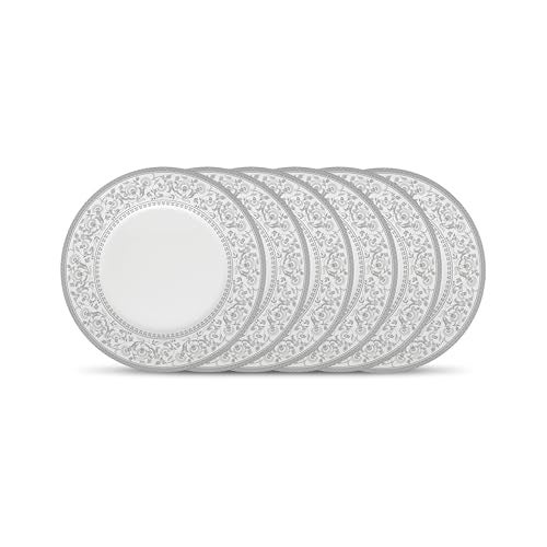 La Opala Diva Sovrana Collection Opal Glass Crockery | Full Plate Set of 6 Persian Silver | Dinner Plate for Dining & Gifting | Microwave Safe | 100% Vegetarian | Extra Strong | Super Light & White - Image 1