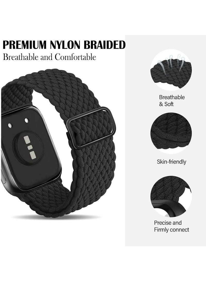 Woven Nylon Strap Replacement for Huawei Watch Fit 4 Pro/Fit 4/Fit 3,Adjustable Breathable Sport Straps,Black - Image 3