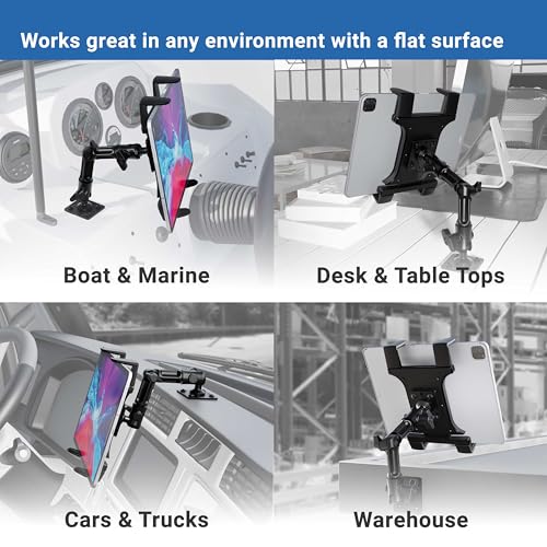 ARKON Mounts - Heavy-Duty Tablet Mount | Secure Drill Base for Cars, Walls, and Tables | Adjustable Arm Ensures Perfect Positioning | Universal Tablet Stand and Holder | Great for iPad Wall Mount - Image 4