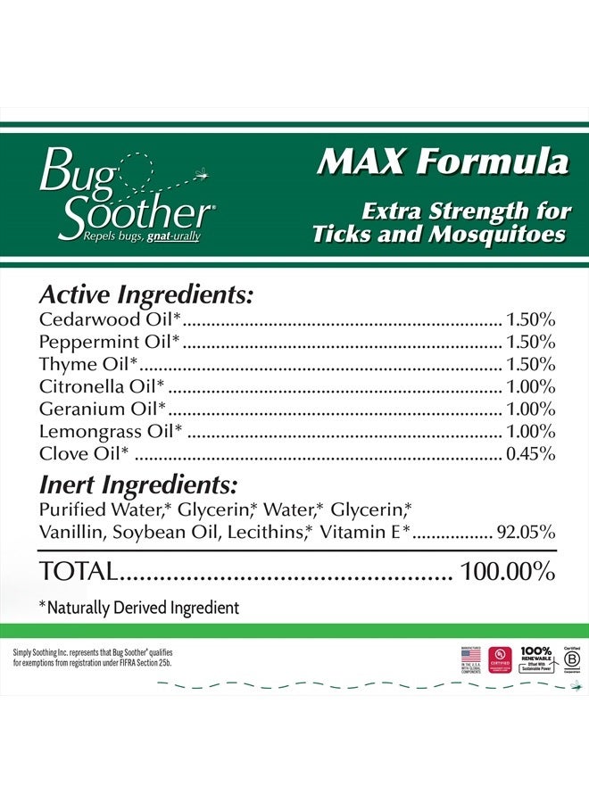 Bug Soother MAX - Extra Strength Natural Gnat, Tick, and Mosquito Repellent, 2 Pack 8 fl oz w/Free 1 oz. DEET-Free Bug Spray Deterrent - Safe for Adults & Environment - Made in USA  - Image 3
