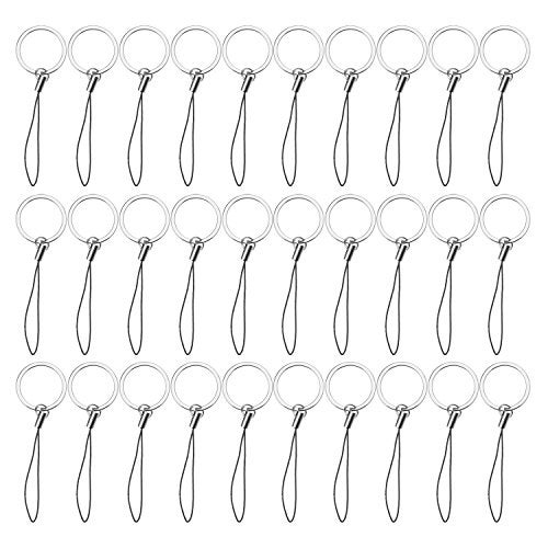 Sunmns Split Key Chain Rings with Nylon Lanyards Cord for USB Flash Drive, MP3, MP4, Key Finder and ID Card Badge, 30 Pack - Image 1