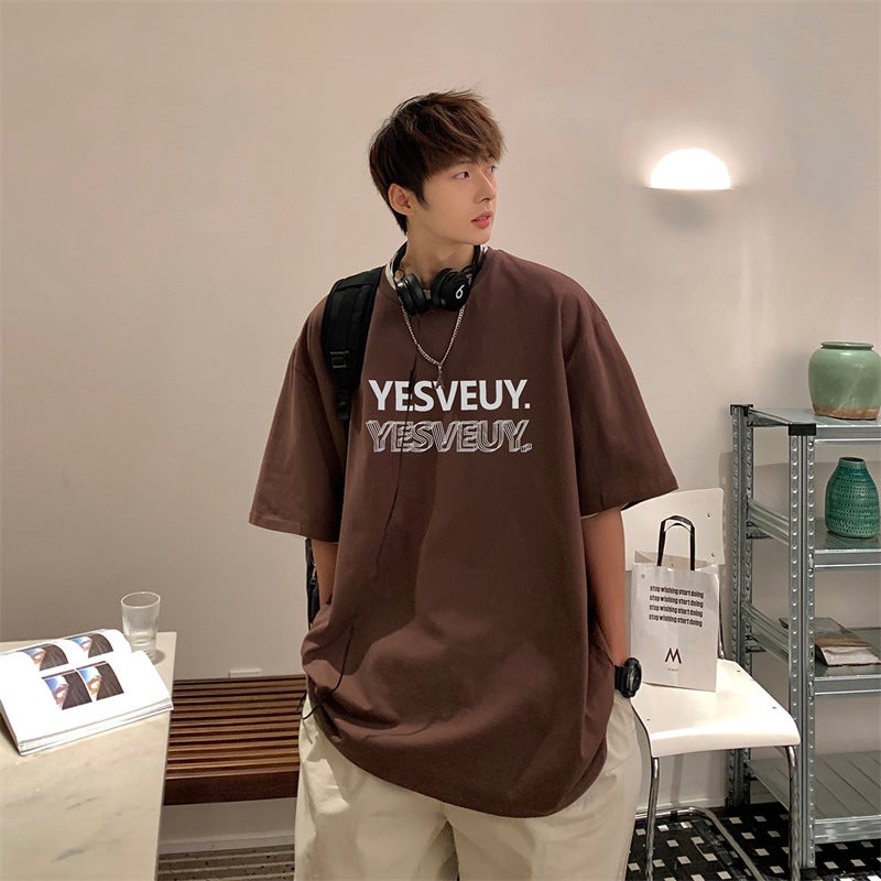 220G Heavy Short Sleeve T-Shirt Men'S Trendy Brand Fashion Loose Cotton Half Sleeve Oversize American High Street T-Shirt - Image 3