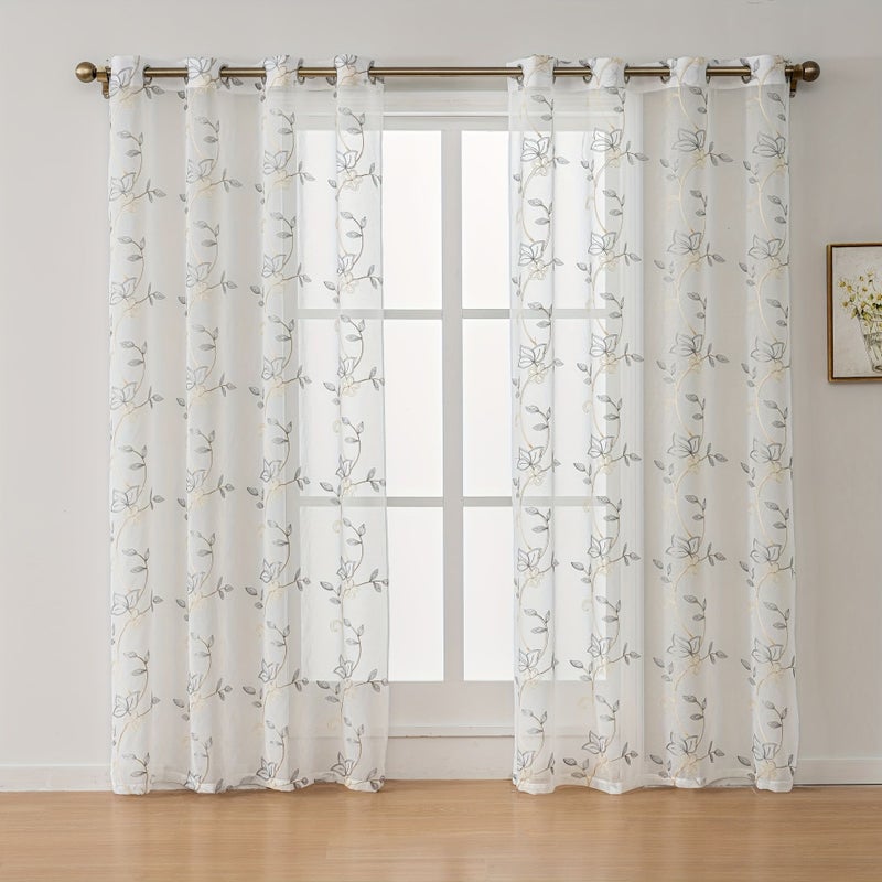 Embroidered Bohemian Cutout Sheer Curtains 132x213cm For Living Room Bedroom Balcony Festival Decor - Image 3
