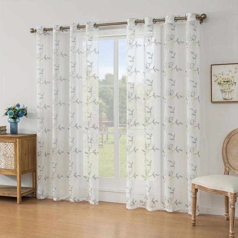 Embroidered Bohemian Cutout Sheer Curtains 132x213cm For Living Room Bedroom Balcony Festival Decor - Image 5
