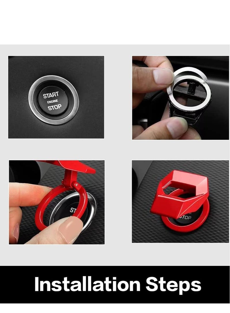 Excefore Universal Engine Start/Stop Button Cover, Aluminum Alloy Car Power Control Trim, Push to Start Button Cover Key Protective Cover for Civic CRV XRV Challenger Charger CHR (2PCS Carbon Fiber) - Image 5