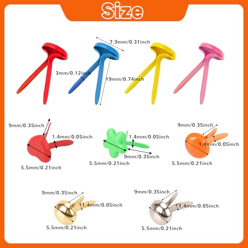 fuceury 510Pcs Brads for Paper Crafts, 14 Colors and 5 Styles Metal Brass Brads Paper Fasteners, Mini Brads Split Pin for Paper Crafts, Scrapbooking, DIY Projects, Office Supplies (with Storage Box) - Image 3
