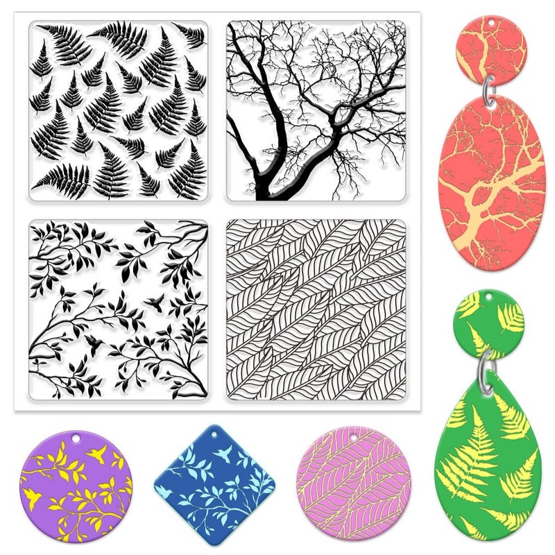 CHGCRAFT Fern Branches Leaves Polymer Clay Texture Sheets Plants Clay Modeling Pattern Pad for DIY Jewelry Making Craftwork and Earrings Tools 55x55 Inch - Image 3