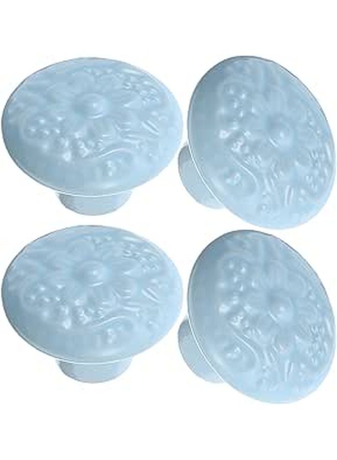 Ceramic Drawer Knobs Pulls Light Blue Single Hole Round Porcelain Handles For Dresser Wardrobe - Image 1