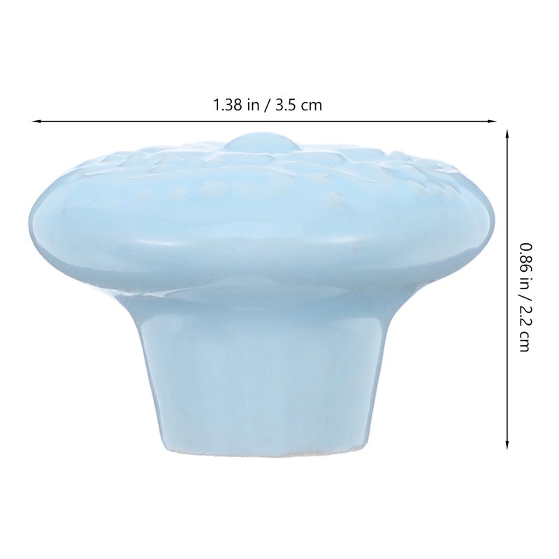 Ceramic Drawer Knobs Pulls Light Blue Single Hole Round Porcelain Handles For Dresser Wardrobe - Image 3