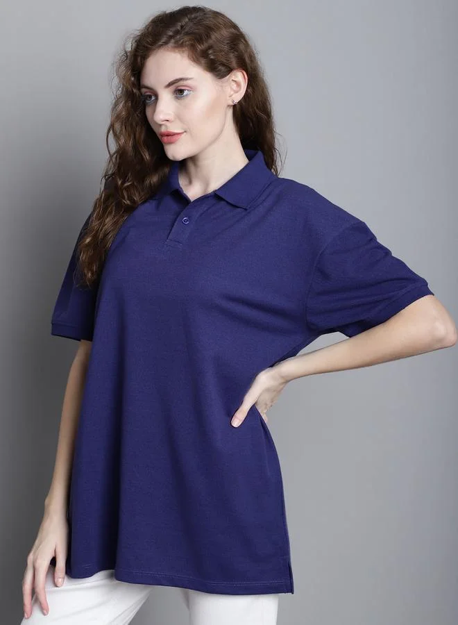Styli Navy Blue Short Sleeve Polo T-Shirt By Door74