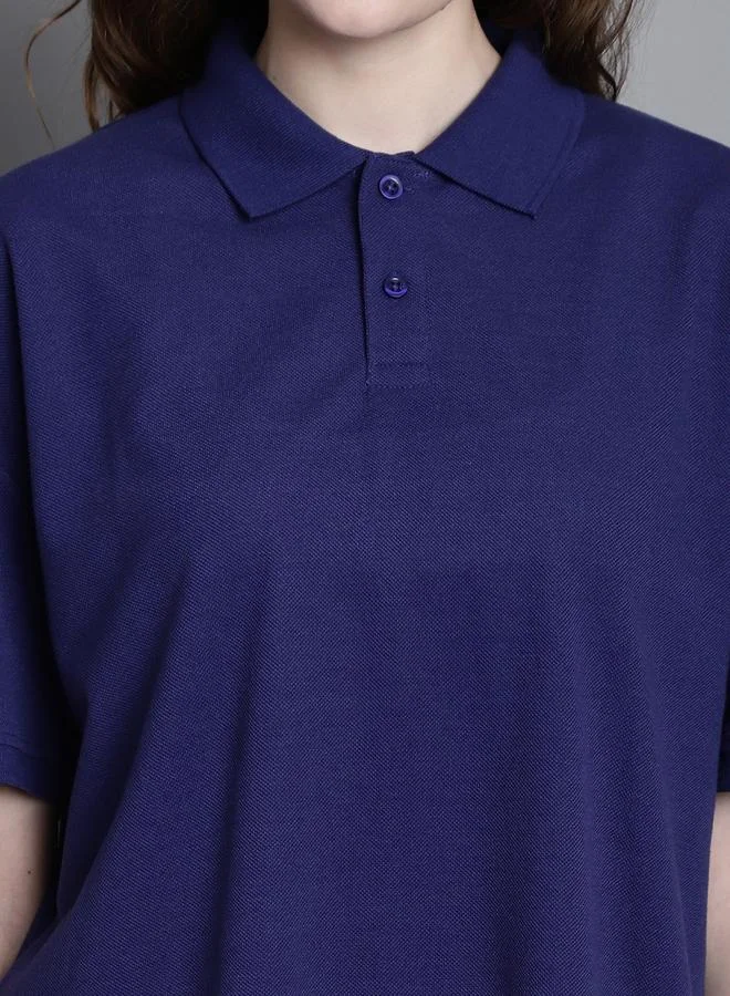 Styli Navy Blue Short Sleeve Polo T-Shirt By Door74