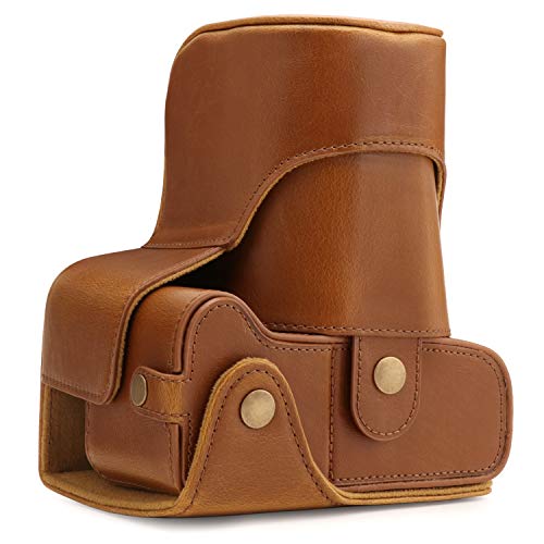 MegaGear MG1609 Ever Ready Leather Camera Case compatible with Canon EOS Rebel T7 1855mm 2000D 1855mm Light Brown - Image 3