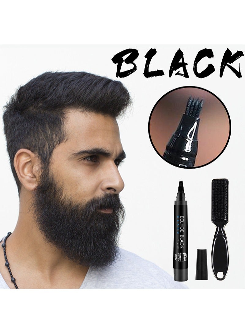 EELHOE Beard Filler Pen for Men, Beard Pen for Men, Waterproof Beard Filler Pen Set with Waterproof Beard Filler Pen and Beard Brush, Long Lasting Coverage, Natural Look (Black) - Image 4