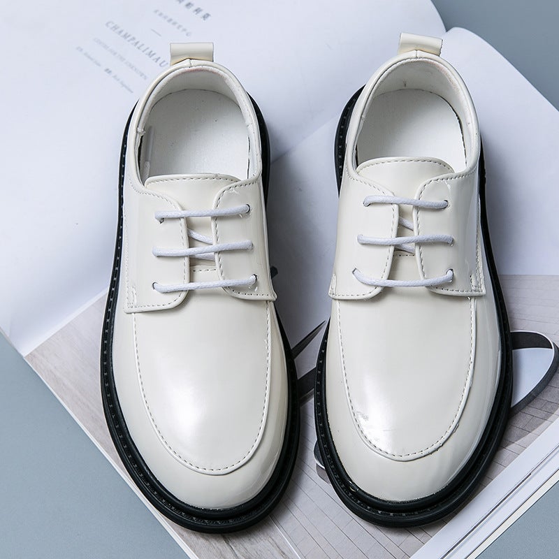 Children'S Leather Shoes Men'S 2023 New Patent Leather Round-Toe Lace-Up Performance Shoes Children'S Shoes Fashionable Casual Loafers - Image 1
