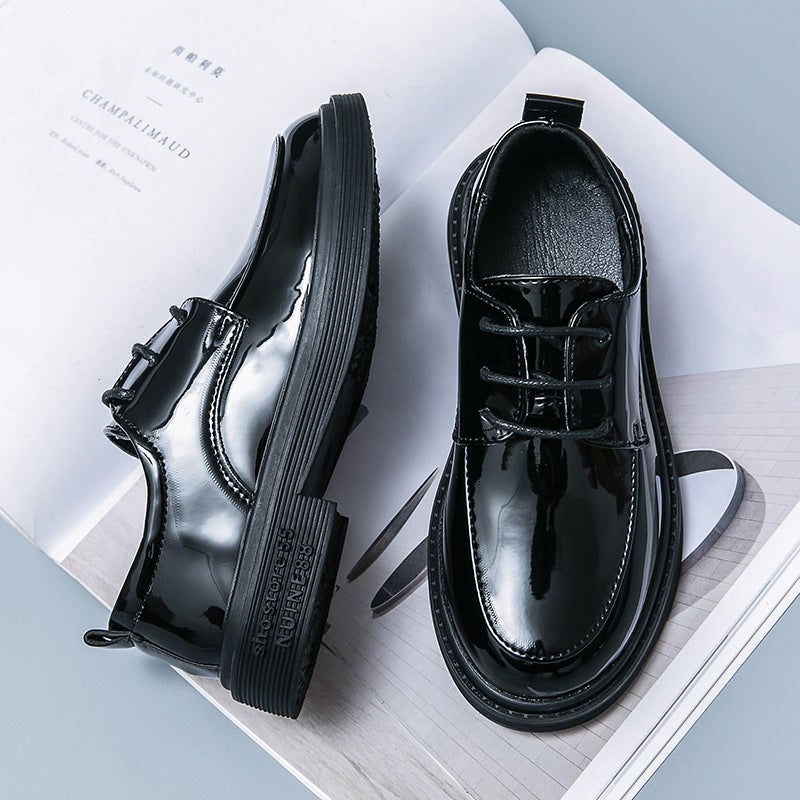 Children'S Leather Shoes Men'S 2023 New Patent Leather Round-Toe Lace-Up Performance Shoes Children'S Shoes Fashionable Casual Loafers - Image 3