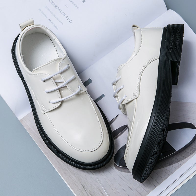 Children'S Leather Shoes Men'S 2023 New Patent Leather Round-Toe Lace-Up Performance Shoes Children'S Shoes Fashionable Casual Loafers - Image 4