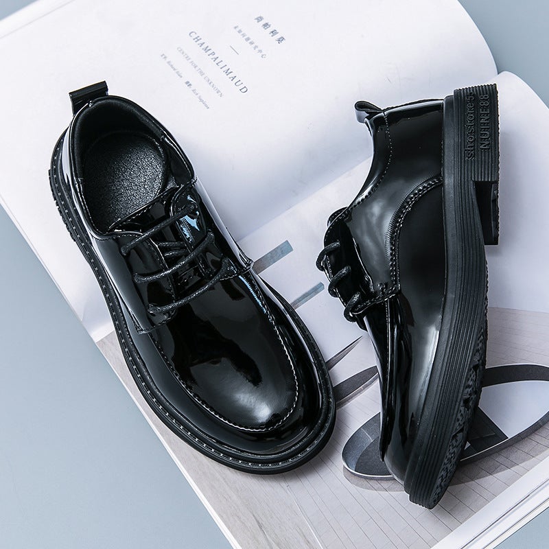 Children'S Leather Shoes Men'S 2023 New Patent Leather Round-Toe Lace-Up Performance Shoes Children'S Shoes Fashionable Casual Loafers - Image 2