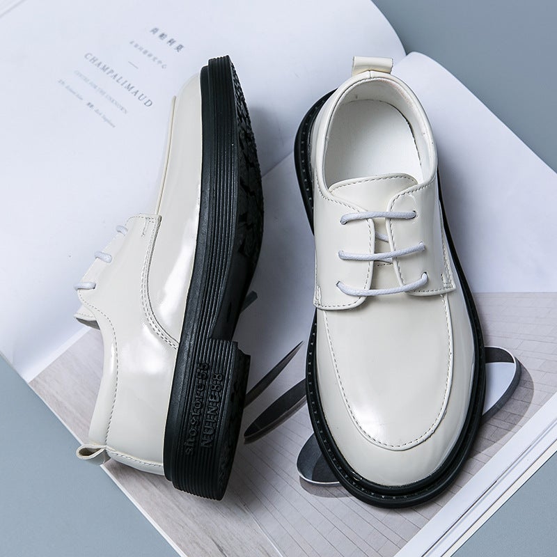 Children'S Leather Shoes Men'S 2023 New Patent Leather Round-Toe Lace-Up Performance Shoes Children'S Shoes Fashionable Casual Loafers - Image 5