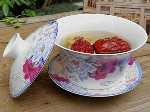 Eplze YBK Tech 10oz Large Gaiwan Porcelain Kung Fu Tea Cup with Saucer and Lid Chinese Traditional Gaiwan Sancai Tea Bowl 5 - Image 3