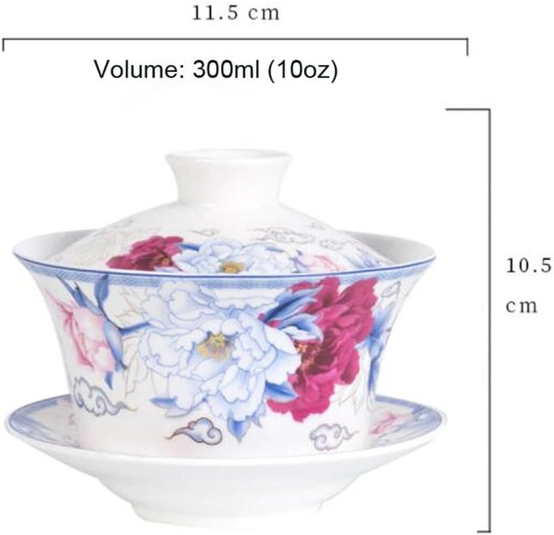 Eplze YBK Tech 10oz Large Gaiwan Porcelain Kung Fu Tea Cup with Saucer and Lid Chinese Traditional Gaiwan Sancai Tea Bowl 5 - Image 2