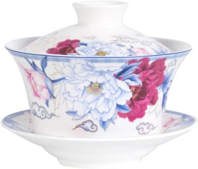 Eplze YBK Tech 10oz Large Gaiwan Porcelain Kung Fu Tea Cup with Saucer and Lid Chinese Traditional Gaiwan Sancai Tea Bowl 5 - Image 1