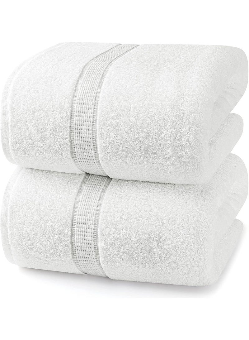 2-Piece Bath Towels, 100% Combed Cotton 600 GSM Superior Quality, Quick Dry Highly Absorbent Thick Soft Hotel Towles for Bath And Spa Bathroom Towel Set White 70x140cm - Image 1