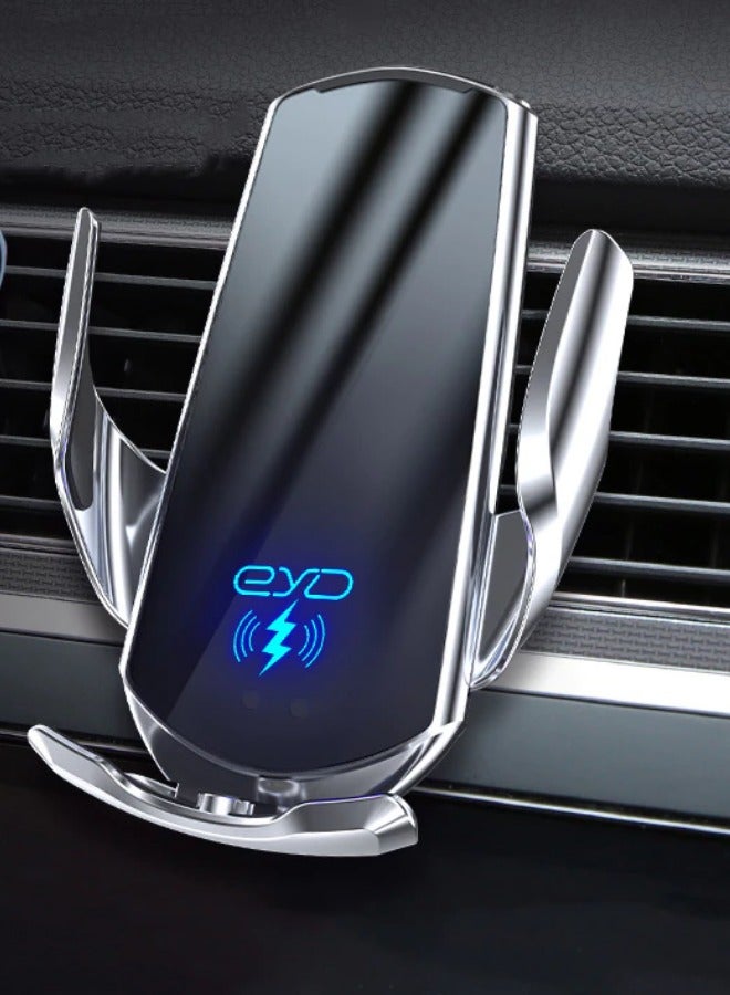 General Wireless Car Charger Automotive Electric Induction 15W Wireless Charger Car Vent Mount Bracket Fast Charging Auto Car Phone Holder Mount Air Vent Phone Holder Silver  - Image 1