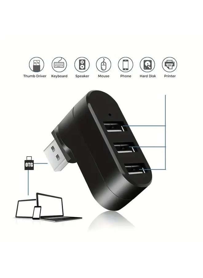 مُحَوِّل USB أبيض 3 منافذ دوار قابلة للتعديل 180 درجة للحاسب المحمول والكمبيوتر الشخصي - Image 5