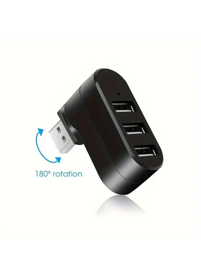 مُحَوِّل USB أبيض 3 منافذ دوار قابلة للتعديل 180 درجة للحاسب المحمول والكمبيوتر الشخصي - Image 1