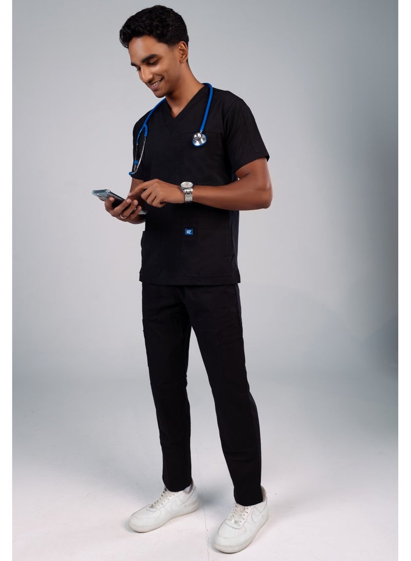 RZ The ideal choice for medical professionals is a medical scrub from RZ for men, in black.  - Image 1