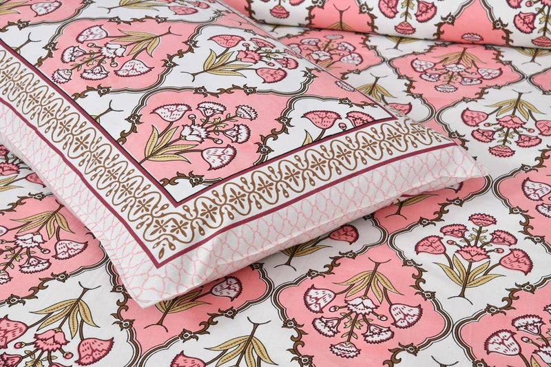 Texstylers Pure Cotton 82x94 Inches Jaipuri Print Queen Size Bedsheet with 2 Pillow Covers,Soft Feel_05 - Image 3