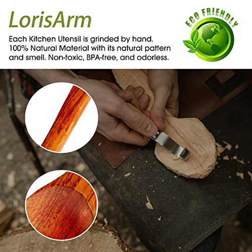 LorisArm 12″ Teak Wooden Spatula, Kitchen Spatula Turner, Egg Scraper, Flat Wooden Turner, Wood Cooking Utensil, Small Wood Flipper, Kitchen Spatulas for Flipping, Serving, Scraping & Turning. - Image 5