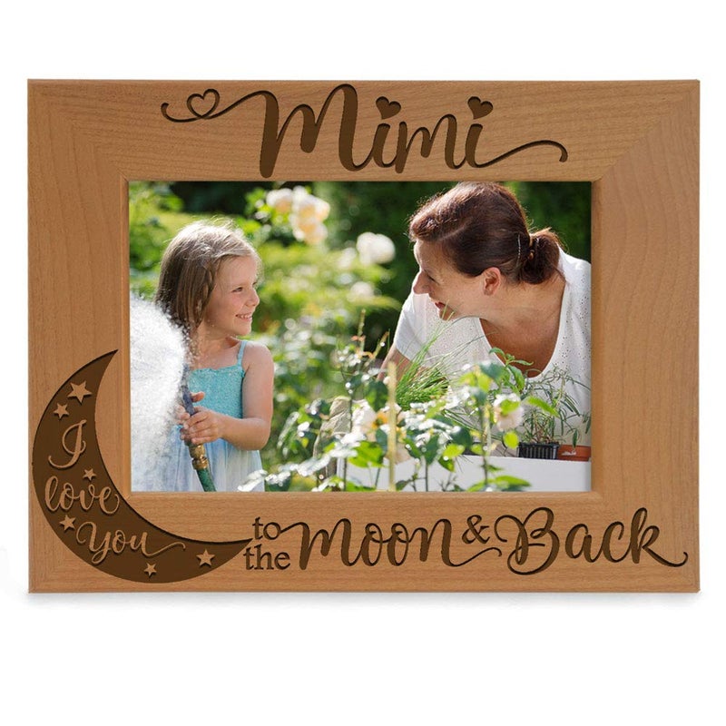كيت بوش Kate Posh - Mimi I Love You to the Moon و Back محفورة على إطار صورة الخشب الطبيعي. - Image 1