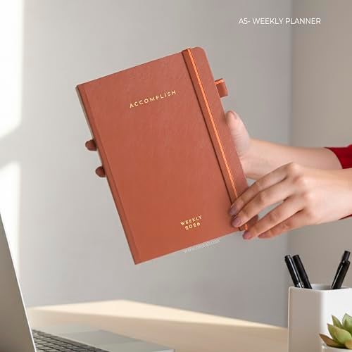 NEORAH — A5 Dated WEEKLY Planner 2026 ACCOMPLISH—264 Pages of Yearly |12 Month | 52 Week+24 Hours + Notes pages for each week— Office Diary Academic diary-Hardcover [Pen Loop Attachable] (UMBER) - Image 2