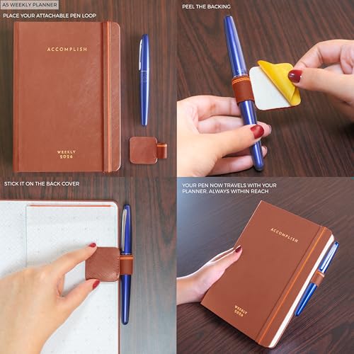 NEORAH — A5 Dated WEEKLY Planner 2026 ACCOMPLISH—264 Pages of Yearly |12 Month | 52 Week+24 Hours + Notes pages for each week— Office Diary Academic diary-Hardcover [Pen Loop Attachable] (UMBER) - Image 3