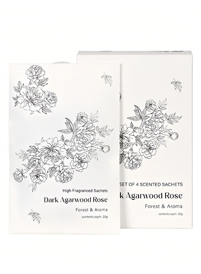 Aromancy Oud Rose Scented Sachets 4 Pack, Long Lasting Fragrance Sachet Bags for Closet, Drawer, Wardrobe, Bathroom & Car, Dark Agarwood Rose Elegant Home Fragrance Sachets Gift Set - Image 1