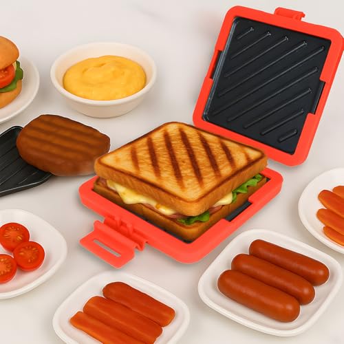 KDSPAROS Microwave Sandwich Maker - Microwave Toastie Sandwich Maker，3-in-1 Toastie Panini Press with Dishwasher Safe Design No Electricity Needed Fast Cooking for Travel Friendly/Office/Home(Red) - Image 5