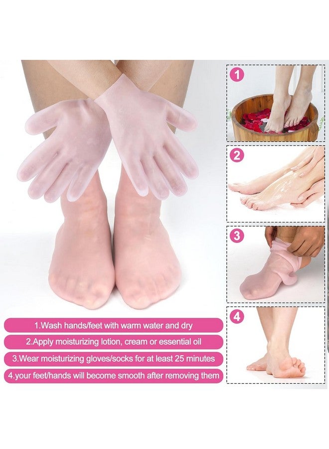 Calyrex Moisturizing Socks & Gloves Set, Silicone Moisturizer Socks Gel Gloves Long Spa Socks Soft Aloe Gel Socks Foot Gel Socks Gloves for Dry Cracked Feet Hands Softening Calluses Foot Care - Image 5
