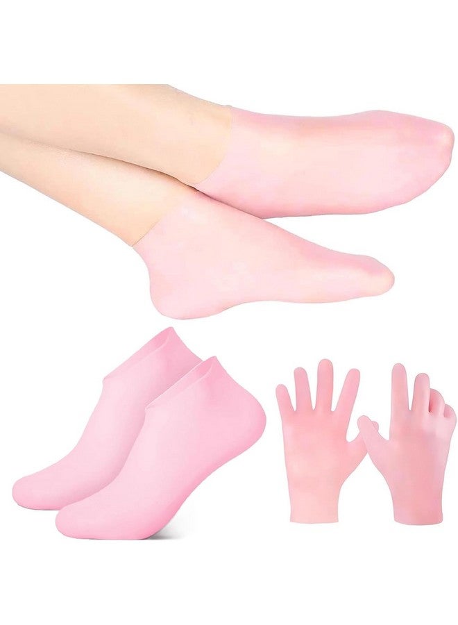 Calyrex Moisturizing Socks & Gloves Set, Silicone Moisturizer Socks Gel Gloves Long Spa Socks Soft Aloe Gel Socks Foot Gel Socks Gloves for Dry Cracked Feet Hands Softening Calluses Foot Care - Image 1