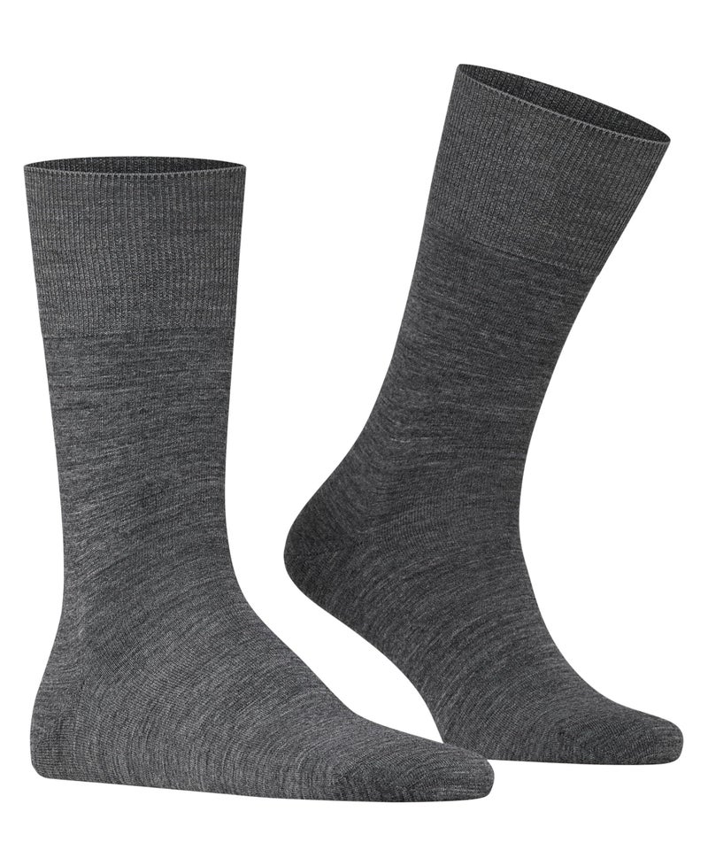 FALKE Men's Airport Socks, Light, Merino Wool Cotton, Crew Length, Classic Formal Socks, Trendy Work Clothing, Grey (Dark Grey 3070), 9.5-10.5, 1 Pair - Image 5
