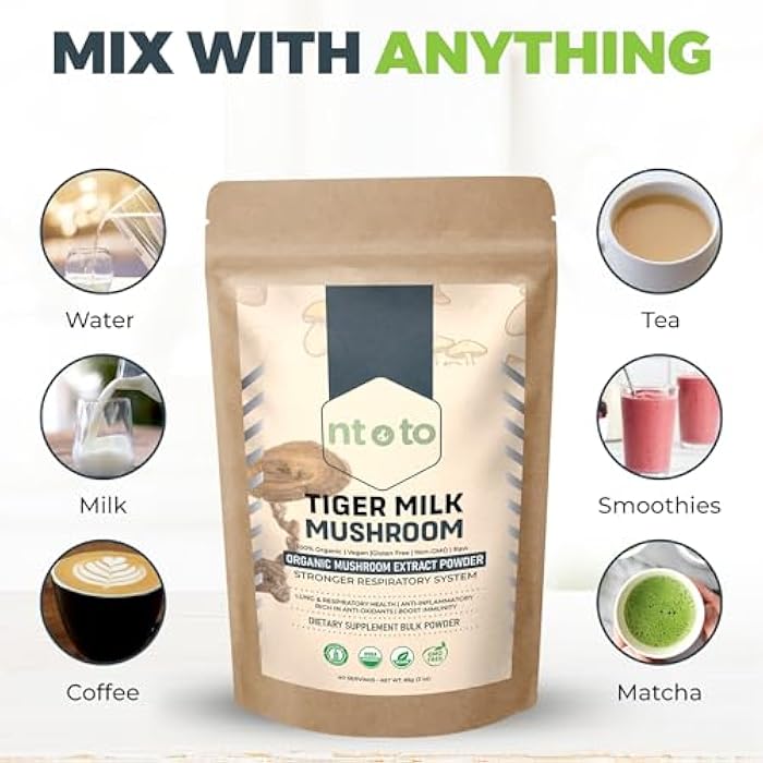 Tiger Milk Mushroom Supplement (Lignosus Rhinocerus) 3oz (85g) | Supports Lungs & Respiratory Health - Herbal Extract - Non-GMO, Vegan, Organic | 40 Servings - Image 3