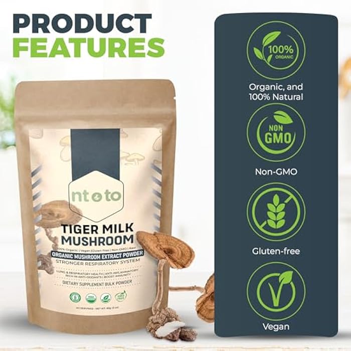 Tiger Milk Mushroom Supplement (Lignosus Rhinocerus) 3oz (85g) | Supports Lungs & Respiratory Health - Herbal Extract - Non-GMO, Vegan, Organic | 40 Servings - Image 2