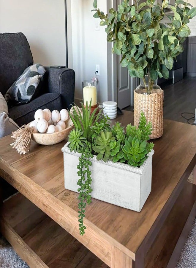 Arborus Fake Plants Succulents in Wooden Pot Faux Plants Indoor Artificial Succulent Arrangement for Home Office Farmhouse Desk Decoration - Image 3